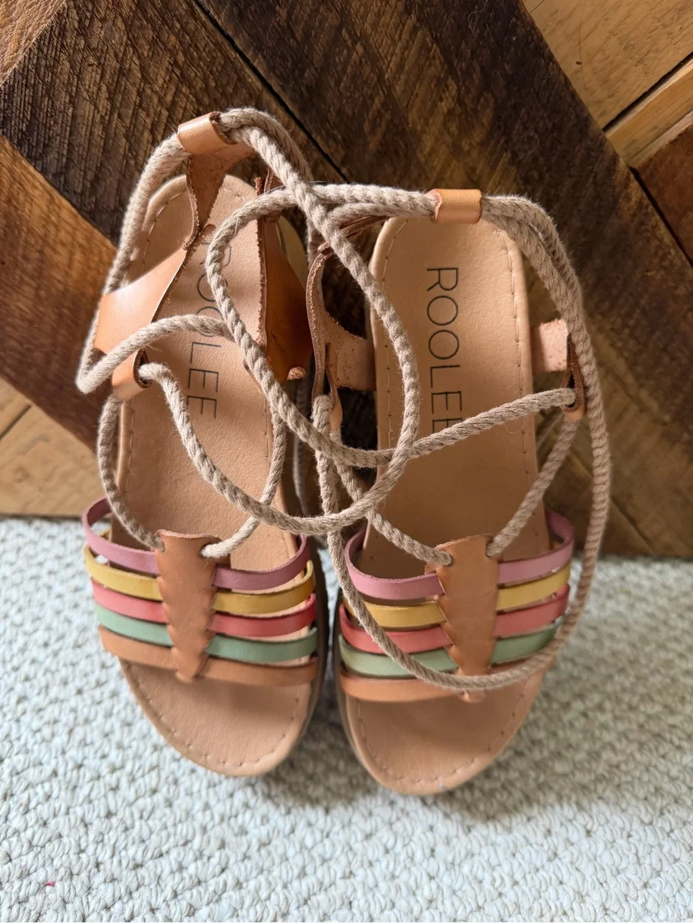 Roolee Multicolor Strappy Platform Espadrille Sandals size 38 EX condition